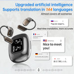 UYUXIO AI Language Translation Earbuds Real Time LCD Touch Screen Open Ear Wireless Headphone with 144 Language for Business