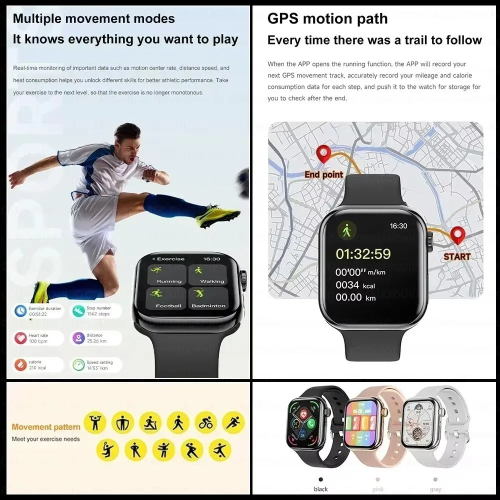 i10 GPS Smart Watch Women Series 10 Screen Bluetooth Call Heart Rate Blood Pressure Men Smartwatch for Android IOS Sports Watch