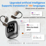 UYUXIO AI Language Translation Earbuds Real Time LCD Touch Screen Open Ear Wireless Headphone with 144 Language for Business