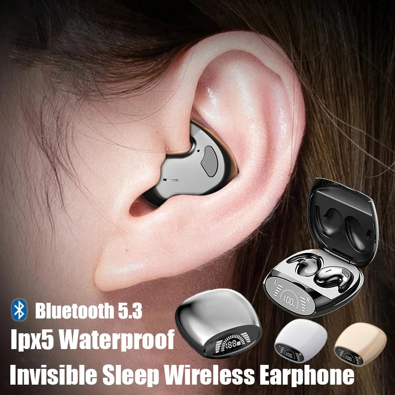 Sleep Invisible Earbuds Tiny Headphones Bluetooth 5.3 Noise Cancelling Wireless Sports Headsets Stereo Earphone With Mic 2025