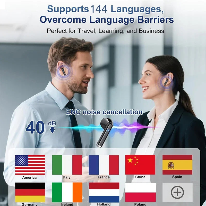 UYUXIO Real Time AI Language Translator Earphone 3 in 1 Translating Earbuds with 144 Languages Accents Headphone Ear Buds
