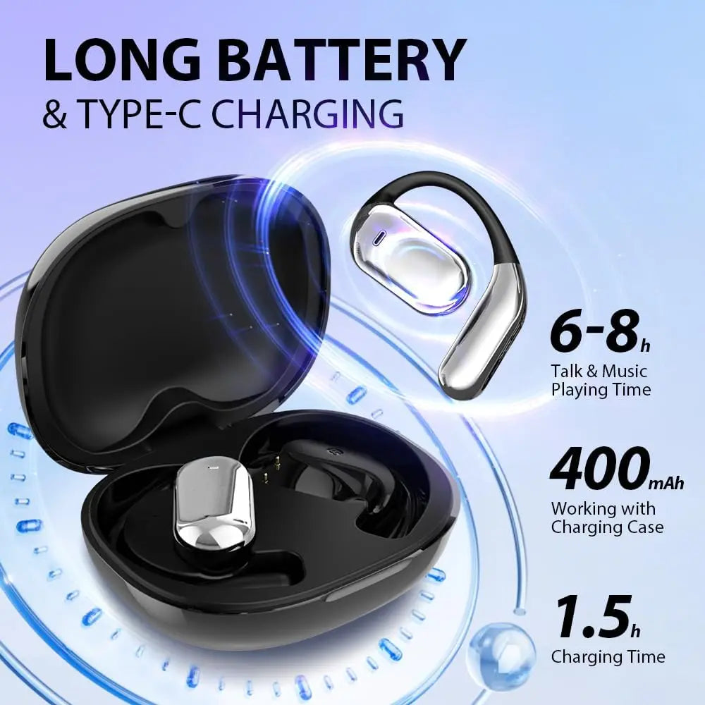 UYUXIO AI Language Translation Earbuds Real Time LCD Touch Screen Open Ear Wireless Headphone with 144 Language for Business